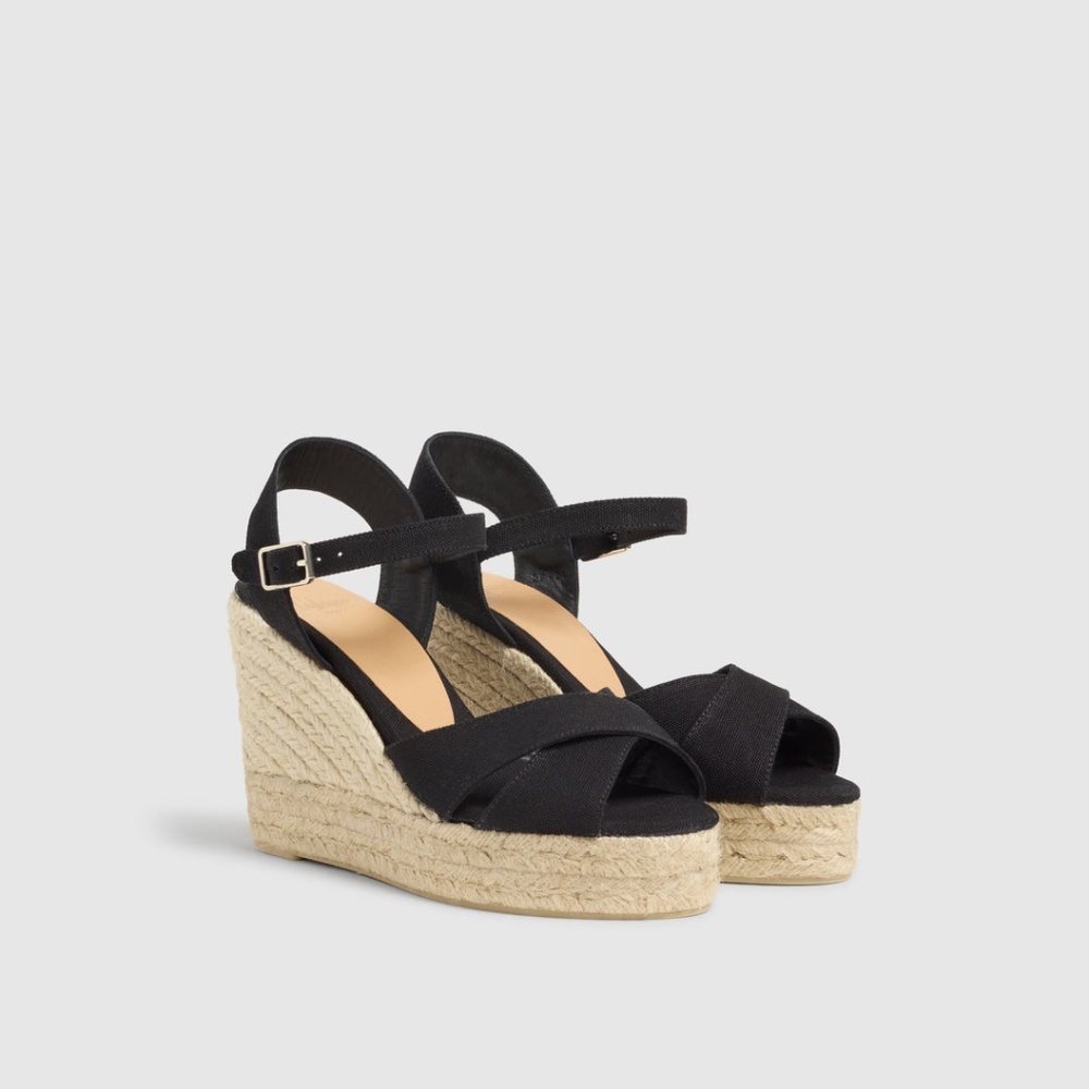 Castaner Blaudell Black Size 8 / 39 Espadrille Wedge Sandal NWT